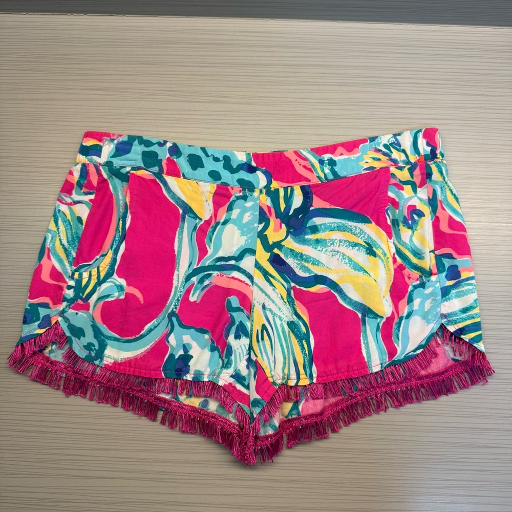 Lilly Pulitzer Women's Pink Tropical Fringe Shorts